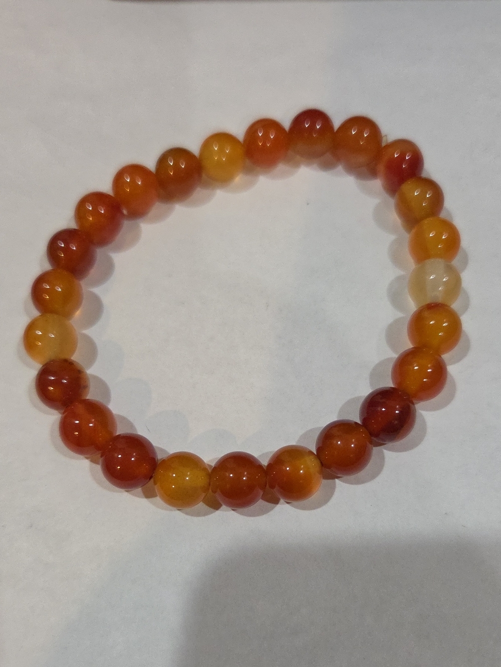 CARNELIAN STONE BEADED STRETCH BRACELET